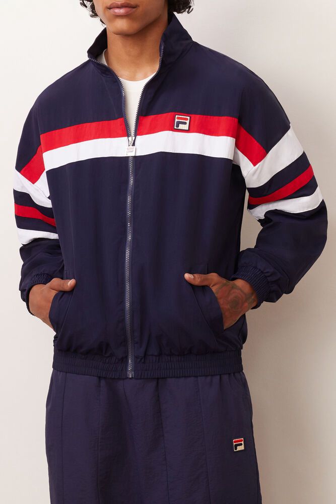 Fila Tyrell Wind Navy Jacket Mens - NZ 92165-WZIF